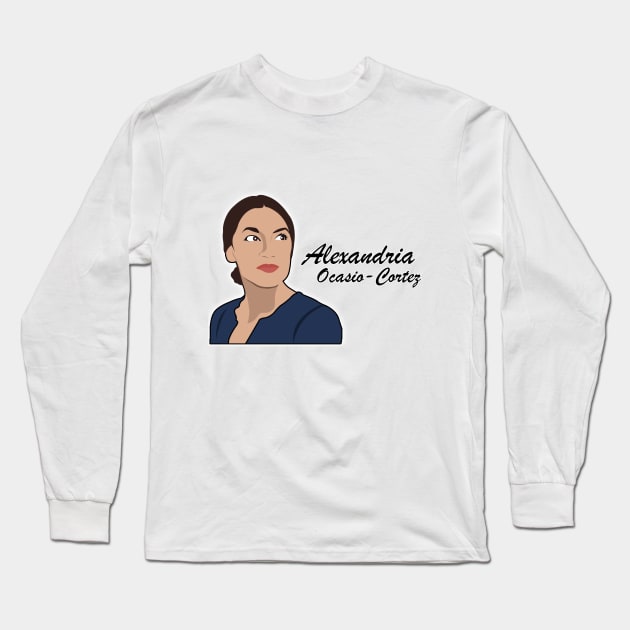 Alexandria Ocasio-Cortez - Cartoon Art Long Sleeve T-Shirt by TheTeePot